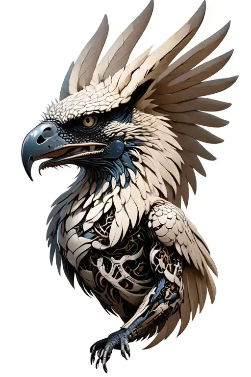A Full Body Griffin With Bio Mechanical Elements Intertwined