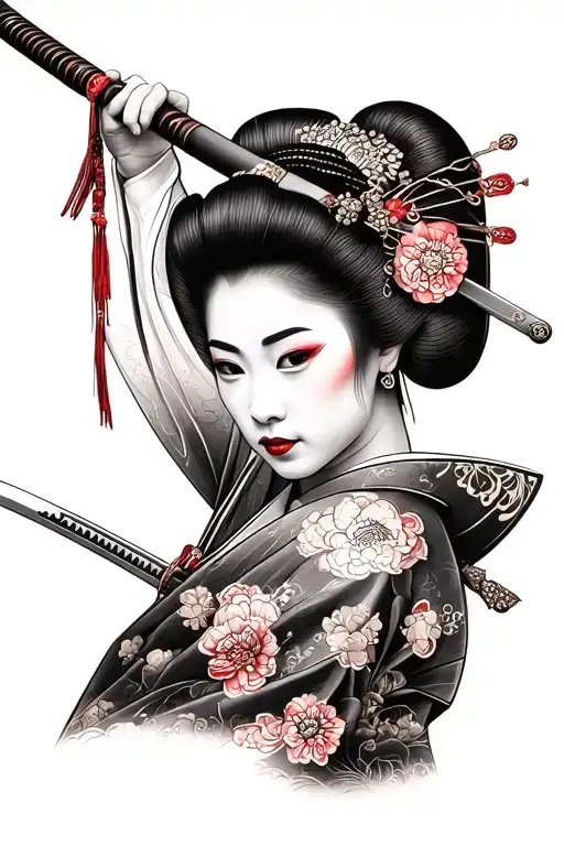 Geisha Holding A Katana