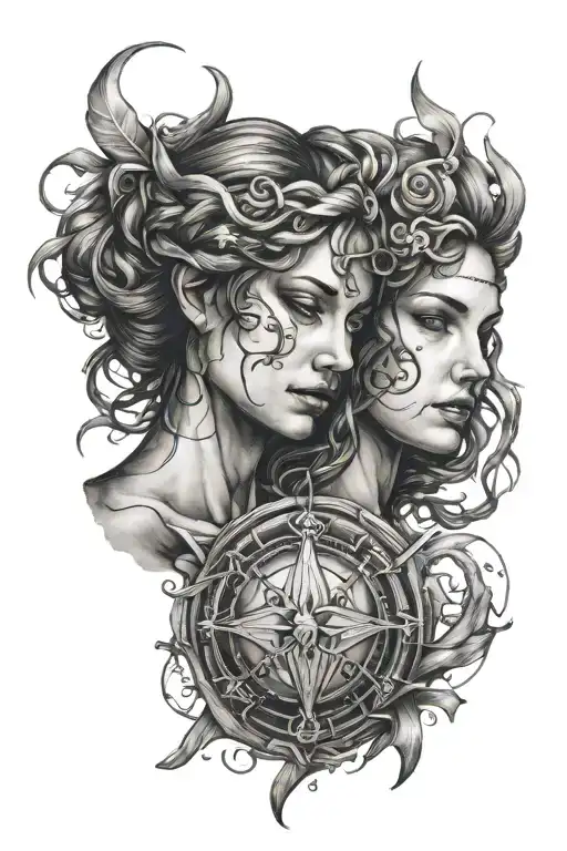 Gemini Zodiac Sign Intertwined