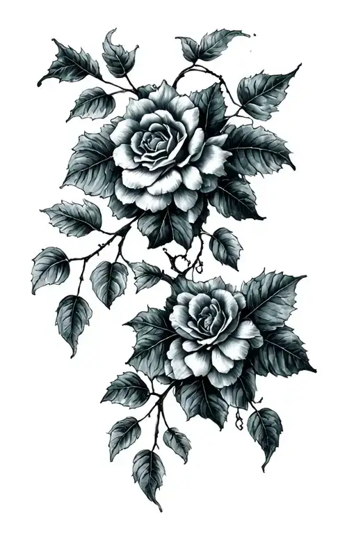 Dark Theme Vine Realism Tattoo Design
