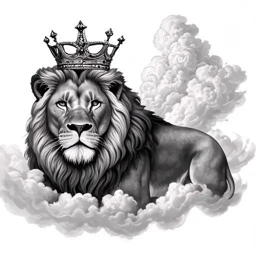 Lion With A Crown Surrounded By Clouds