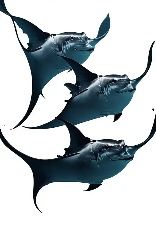 Manta Rays Swimming Together