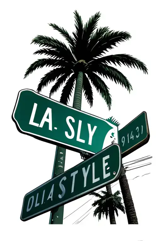 La Style Sleeve Palm Trees Street Signs
