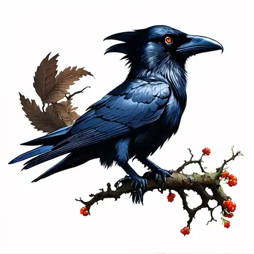 Lust Pride And Gluttony On To Of A Tree With A Raven
