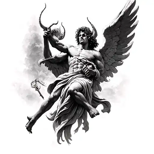 Archangel Michael Killing Satan