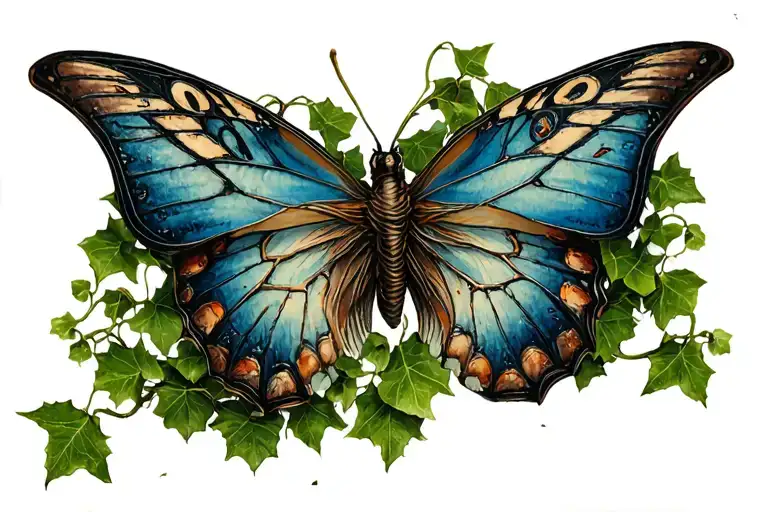 Clockwork Butterfly Wrapped In Ivy Vines