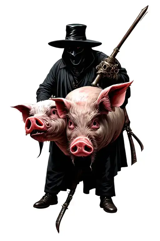 Intense And Powerful Stand Off Between Plague Doctor And A Butcher In A Real Pigs Mask