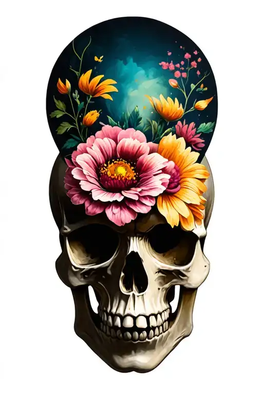 Skull And Flower