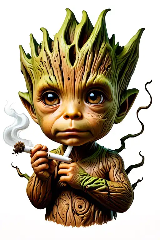 Baby Groot Smoking A Joint