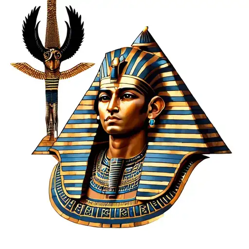 Pharaoh With Theo 3 Piramides In The Background