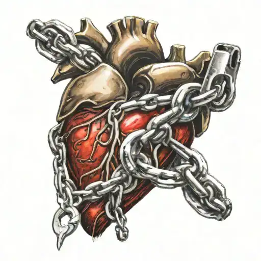 Human Heart With A Lock And Chain Wrapped Around It