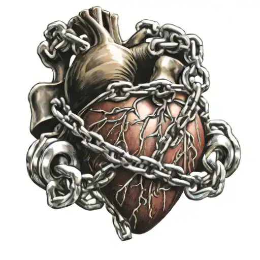 Human Heart With A Lock And Chain Wrapped Around It