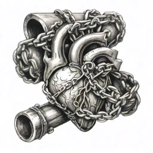 Human Heart With A Lock And Chain Wrapped Around It