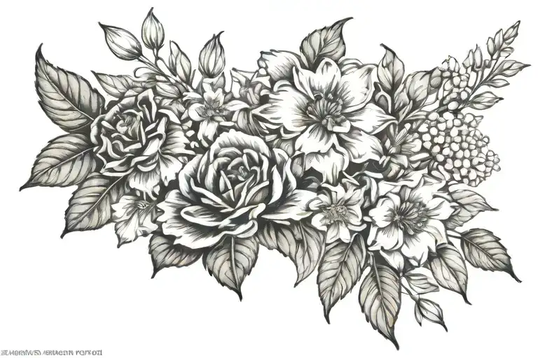 April July August Birth Flower Bouquet Shoulder