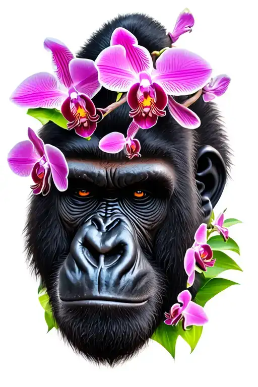 Gorilla With Orchids