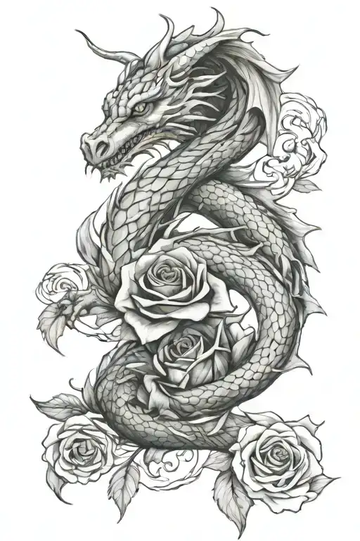 Dragons And Roses Intertwined