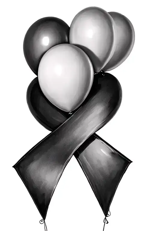 Awareness Ribbon Tying Balloons Together