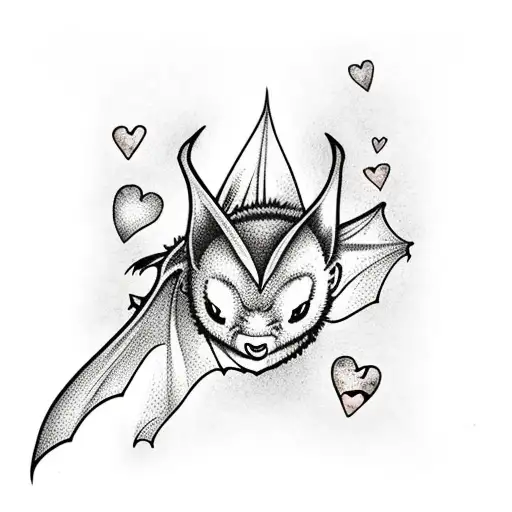 Bat Between Broken Hearts And Frozen Roses M M M