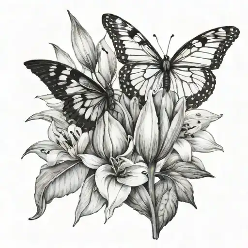 Tulips And Lilys & Butterflys