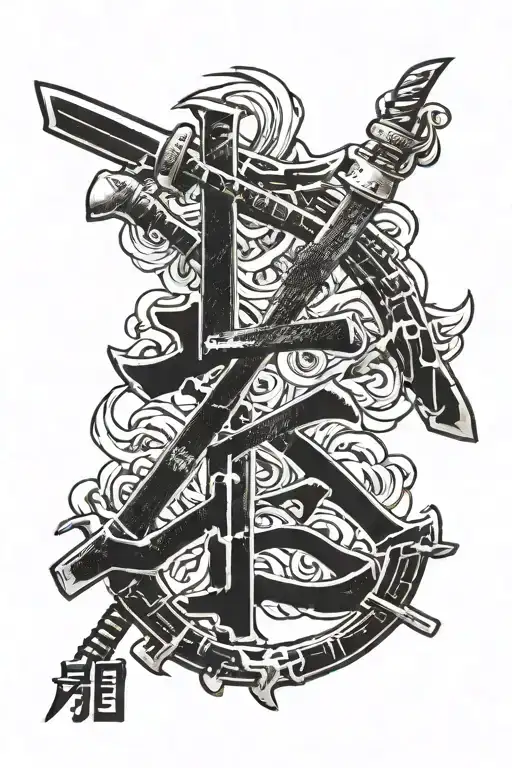 Japanese Kanji For Love Being Pierced By Katana