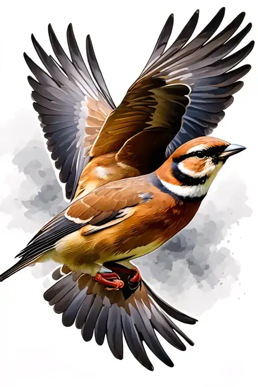 Two Sparrows Flying Together
