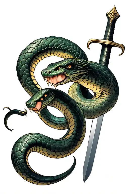 Perceus With Sword Fighting Snake