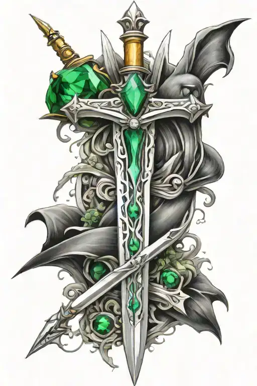 Sword With Emerald Gem With Playboy Bunny Logo In The Gem