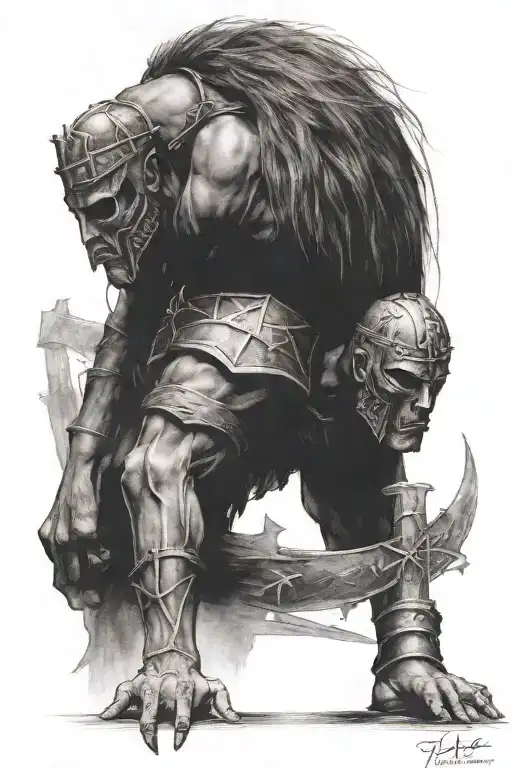 Three Crosses Fading With A Warrior