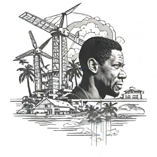 Denzel Washington Los Angeles Skyline Windmills Plane Palm Trees