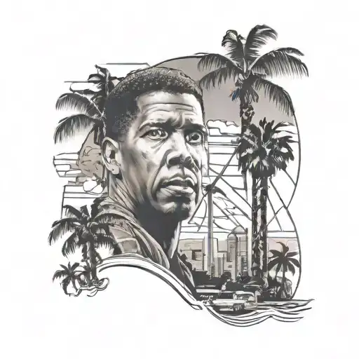 Denzel Washington Los Angeles Skyline Windmills Plane Palm Trees