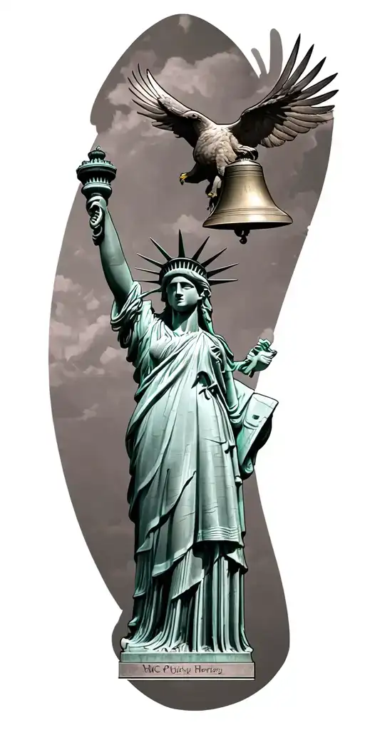 Statue Of Liberty With Liberty Bell And Eagle