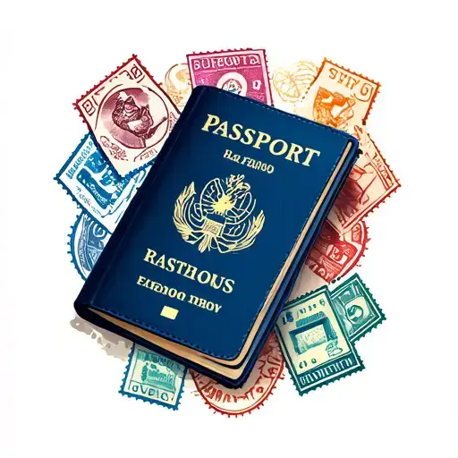 An Intricate Design Of A Passport With Stamps From Around The World In A Realism Style