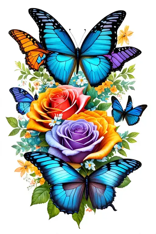 Butterflies And Roses With Trinity