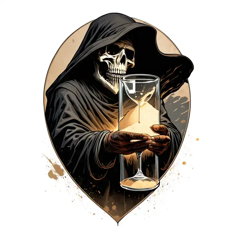Reaper Holding Hour Glass With Sand