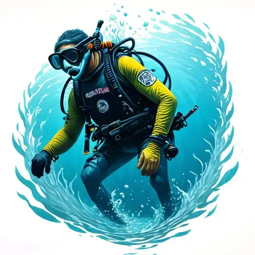 Diver Exploring The Depths