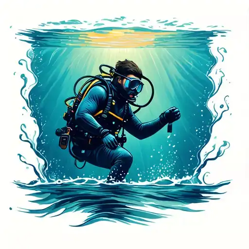Diver Siloutte Exploring The Depths Going Down Forearm