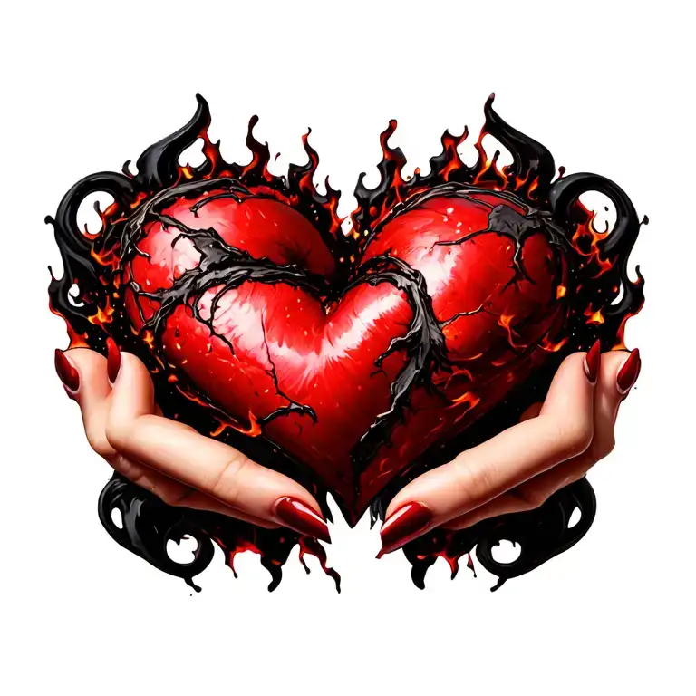 Realistic Hearts With Nails Coming From Ashes