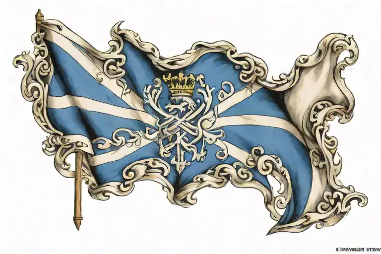 Scotland Flag With Tenax Propositi Writin On