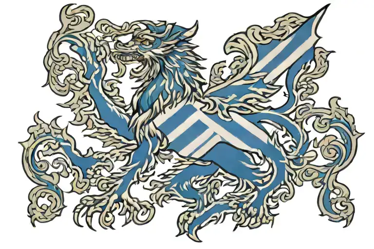 Scotland Flag With Tenax Propositi Writin On