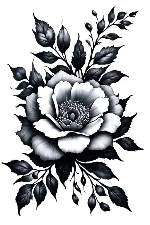 Floral Fine Line Black Grey