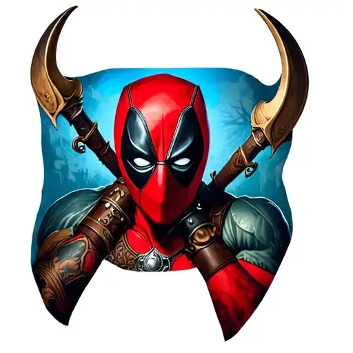 Realism Viking Deadpool Leg Tattoo Design