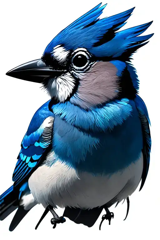 Blue Jay Bird With Simple Circle Border High Contrast