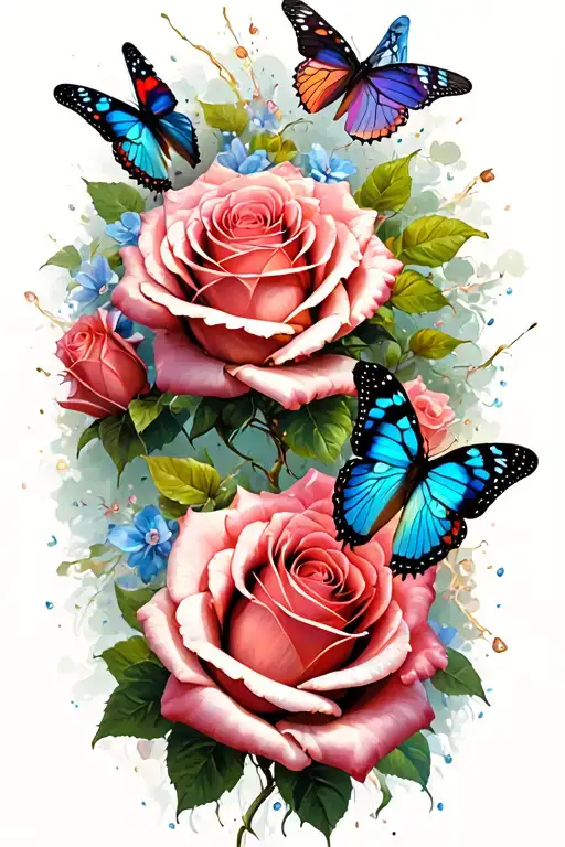 Roses And Butterflies Exploding