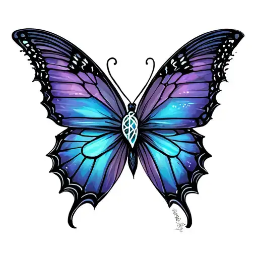Butterfly With Witch Knot And Symbol Protection