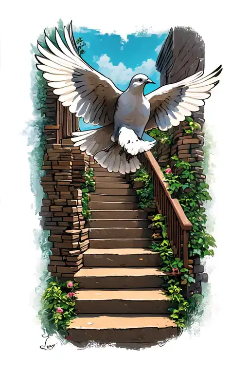 Rip Blixk Long Live Stacks Dove Flying Stairway Leading