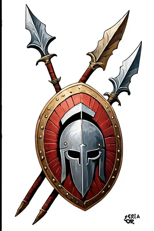 Spartan Shield And Spears