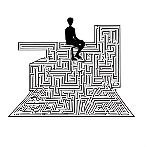 Maze With Tiny Stick Figure Sitting On Top