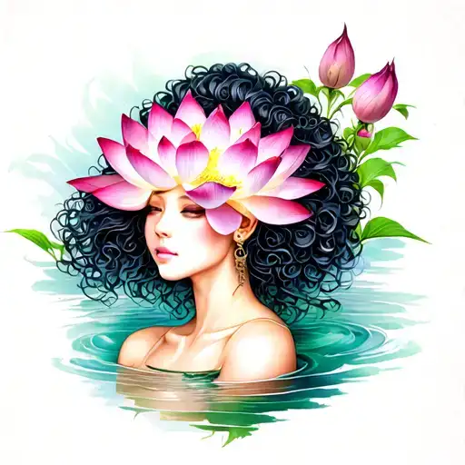 Lotus Flower Blooming With Loc Haired Female