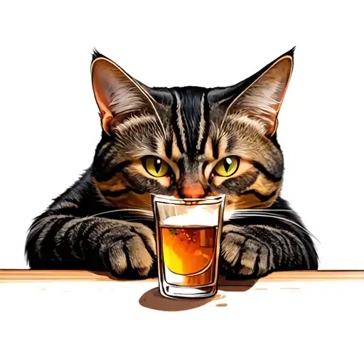 Cat Drinking In A Bar