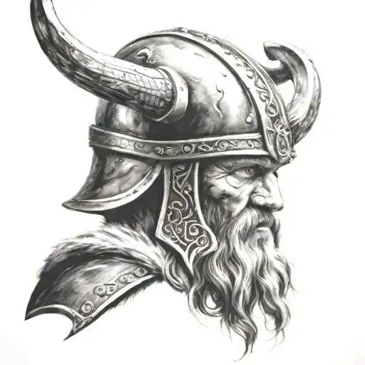 A Broken Viking In A Helmet